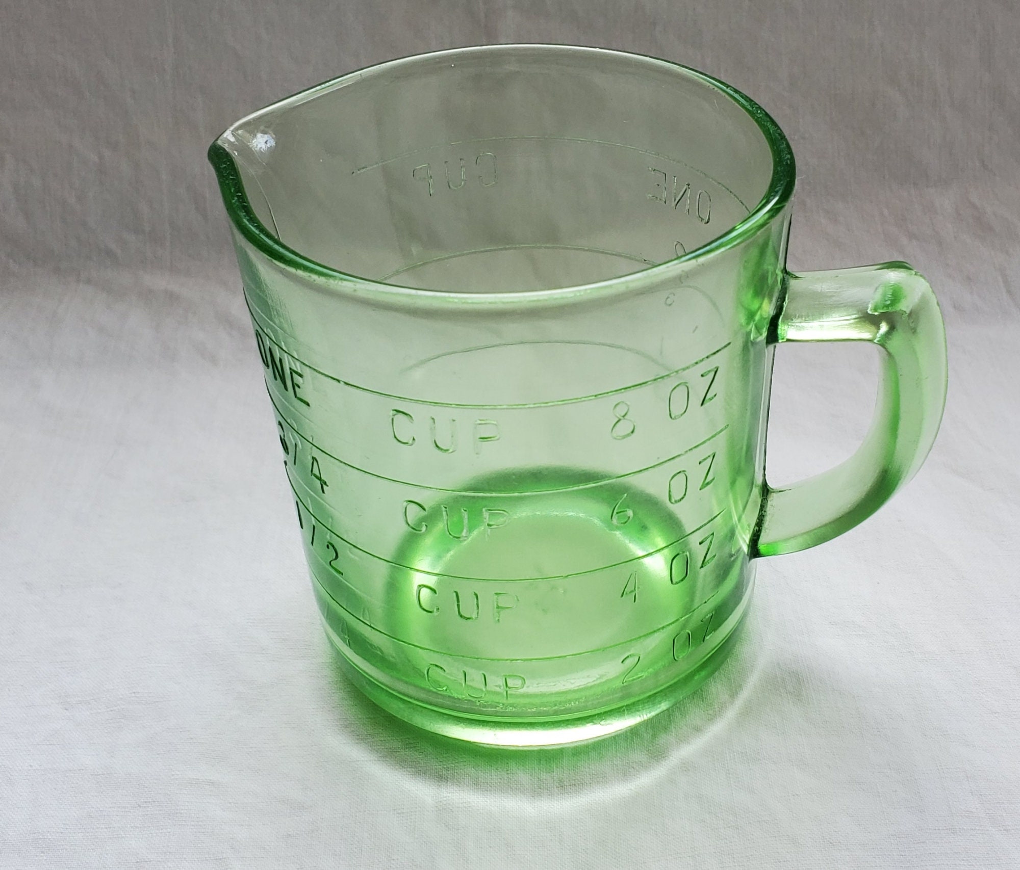 Green Depression Glass 1 Cup Measuring Cup Vintage 1930s
