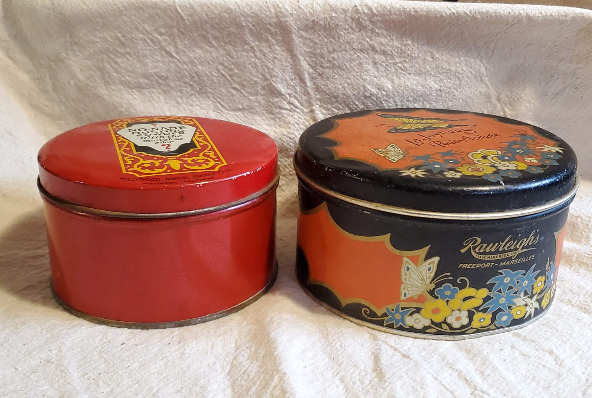 Two Art Deco Vanity Tins, La Jaynees Poudre Toilette and No Name ...