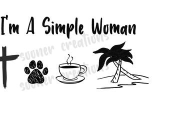 Simple Woman Cross, Jesus, Dog, Coffee, Beach, PNG, SVG, JPEG, Simple