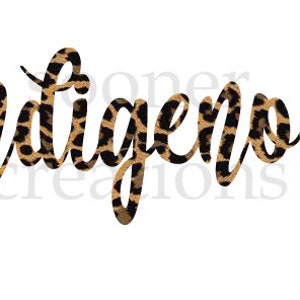 May include: The word "Indigenous" written in a cursive font with a leopard print pattern.