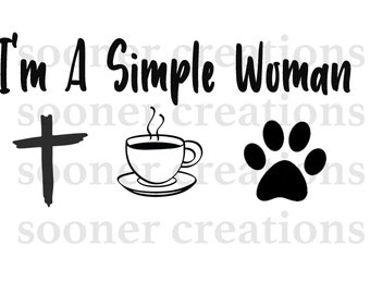 Simple woman, Jesus, coffee, dog, png, svg, jpeg, download, sublimation