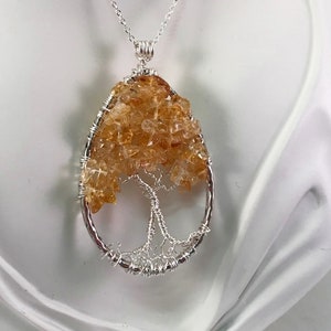 Citrine Tree of Life Teardrop Pendant image 1