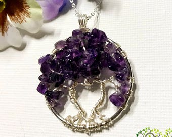 Sweetheart Tree Of Life, Amethyst Necklace