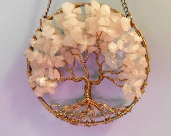 Moonstone and Swarovski Crystal Tree of Life Sun Catcher with Gemstone Chips