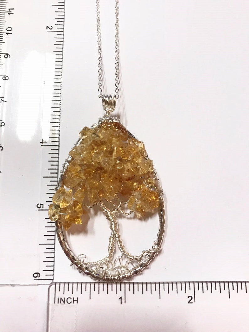 Citrine Tree of Life Teardrop Pendant image 9