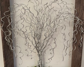 Twisted Tree of Life Bonsai Tree Framed Decor Wire Hand Crafted Bonsai Tree Sculpture “9x11” (03)