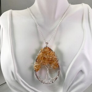 Citrine Tree of Life Teardrop Pendant image 3