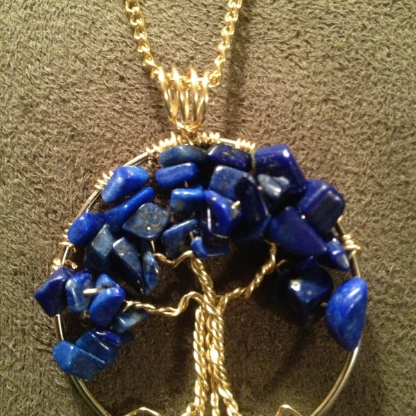 Lapis Tree of Life Hand Wire Wrapped Pendant