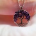 Mulbery Tree Of Life Necklace Amethyst Pendant Silver Chain Brown Wire Wrapped Tree Gemstone Jewelry February Birthstone Purple 