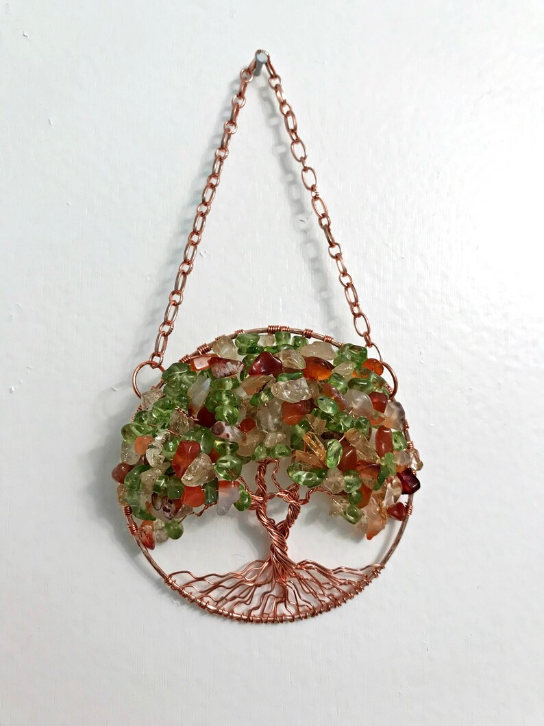 Sun Catcher With Citrine Carnelian And Peridot Gemstone Chips Etsy - image 0