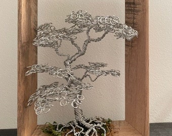 Twisted Tree of Life Bonsai Tree Framed Decor Wire Hand Crafted Bonsai Tree Sculpture