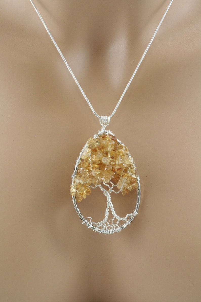 Citrine Tree of Life Teardrop Pendant image 4