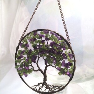 The Wisteria Tree of Life Sun Catcher with Deep Amethyst & Peridot Gemstone Chips image 9