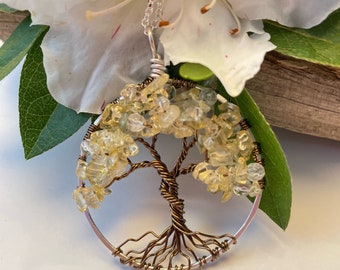 Tree of Life Pendant with Citrine Gemstone Tree of Life Necklace Wire Wrapped Trees