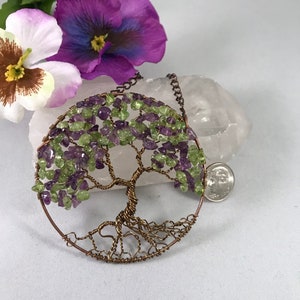 The Wisteria Tree of Life Sun Catcher with Deep Amethyst & Peridot Gemstone Chips image 5