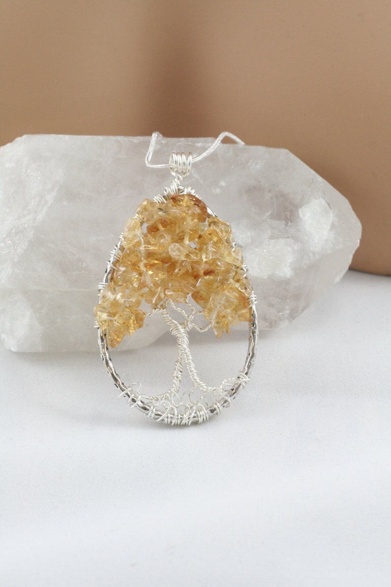 Citrine Tree of Life Teardrop Pendant image 2