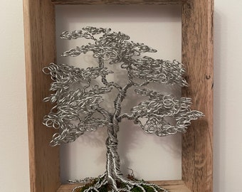 Twisted Tree of Life Bonsai Tree Framed Decor Wire Hand Crafted Bonsai Tree Sculpture (02)