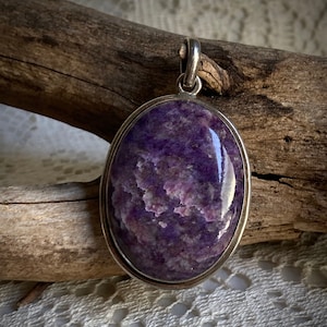 Unique | Charoite | Russian | Oval | Polished | Purple | Huge | Sterling Silver |  925 |  Pendant