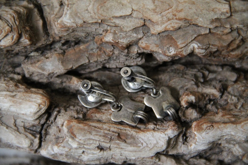 Stunning Peruvian Design Screw back Earrings 13.8 grams Sterling Marked 800 Vintage Dangle Made in Mexico