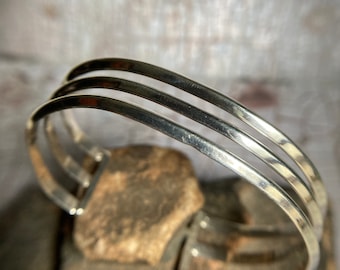 Vintage | Sterling | Silver | Split | Modern Design | BOHO | three Wire Design | light weight | Bracelet | Cuff