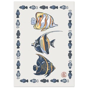 Tropical Fish Illustration - Fish Tank Art - Cute Fish Wall Art- Tropical Ocean Fish Illustration