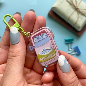 Sardines in a tin keychain - sardine accessory - fish keychain - sad sardines keychain - quirky keychain charm