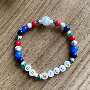 Buffalo Bills Letter Stretch Gemstone Bracelet  ~ Buffalo Bills Accessories ~ Buffalo Bracelet ~Bills Fan Jewelry~ Football Fan Swag~
