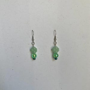 Four Leaf Clover Earrings ~ Green Clover Glass Beads with Iridescent Resin Beads ~ Boho Earrings ~ Luck Earrings~ Celtic Themed Jewelry