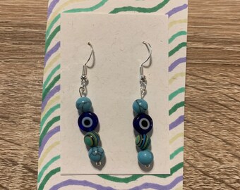 Protection Evil Eye and Gemstone Earring