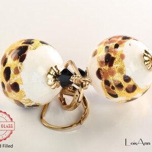 Animal Print Murano Glass Earrings: 14kt Gold Filled Lever Backs