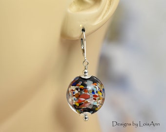 Colorful Klimt Silver Foil Earrings, Sterling Silver, Gift for Her