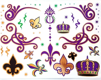 Mardi Gras Mask Assorted Metallic Temporary Tattoos