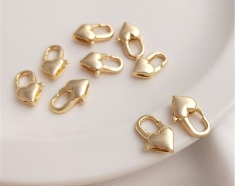 Heart Lobster Claw Clasps 14KT Gold Lobster Clasps