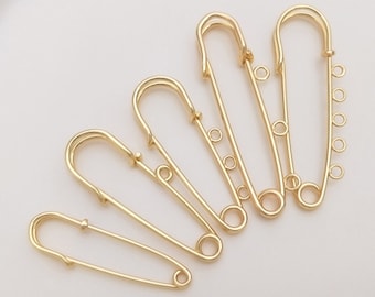 14K Gold Plated Loop Kilt Pin Brooch - Brass Safety Pin