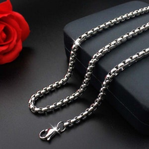 Titanium Steel Necklaces Chain Square Rolo chain with Lobster Clasp