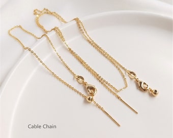 Cable Chain, Box Chain, Snake Chain with Lobster Clasp 14KT Gold Plated Half finished Necklaces Chain