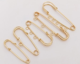 14K Gold Plated Loop Kilt Pin Brooch - Brass Safety Pin