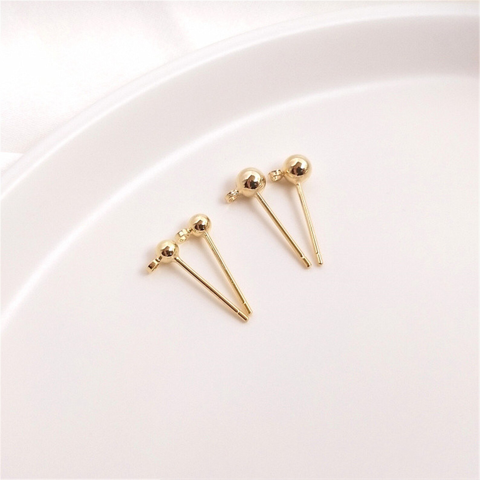 Ball Post Stud Earring W/ Loop Gold Plated Ball Post Earring Etsy
