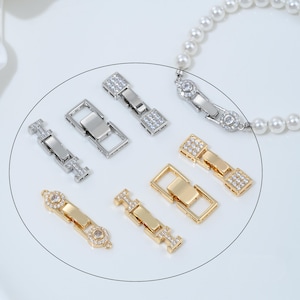 Gold, Platinum Plated Universal Clasps: CZ Micro Pave Bracelet Ends