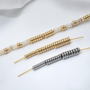 Titanium Steel Round Flat Hold Beads 14K Gold Plated Bulk Spacer Beads