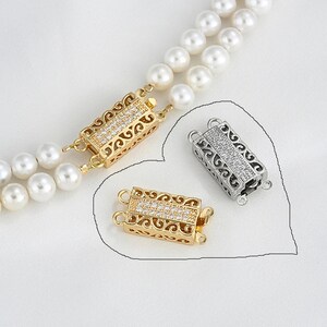 CZ Rectangle Insert Clasp: Gold, Platinum Plated, Beading Box Closure