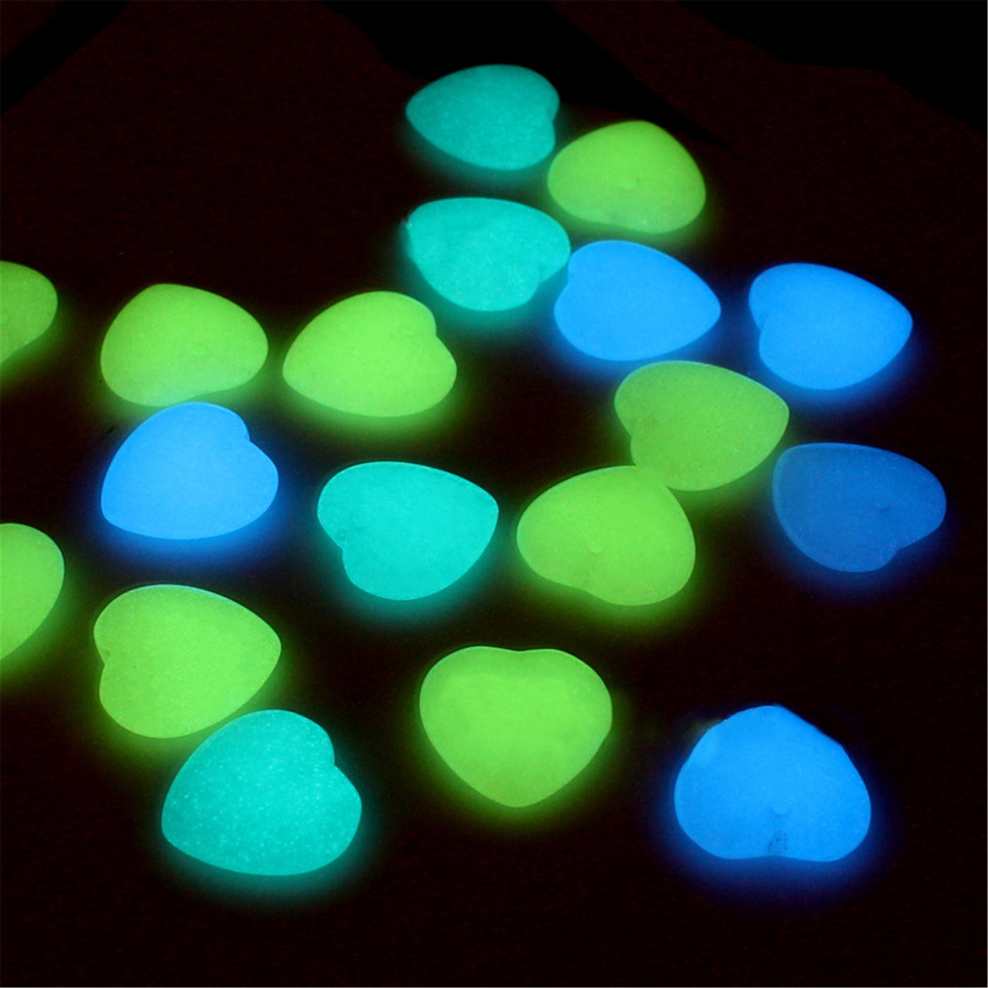 Heart Charm Glow IN The Dark Heart Luminous stones 10pcs