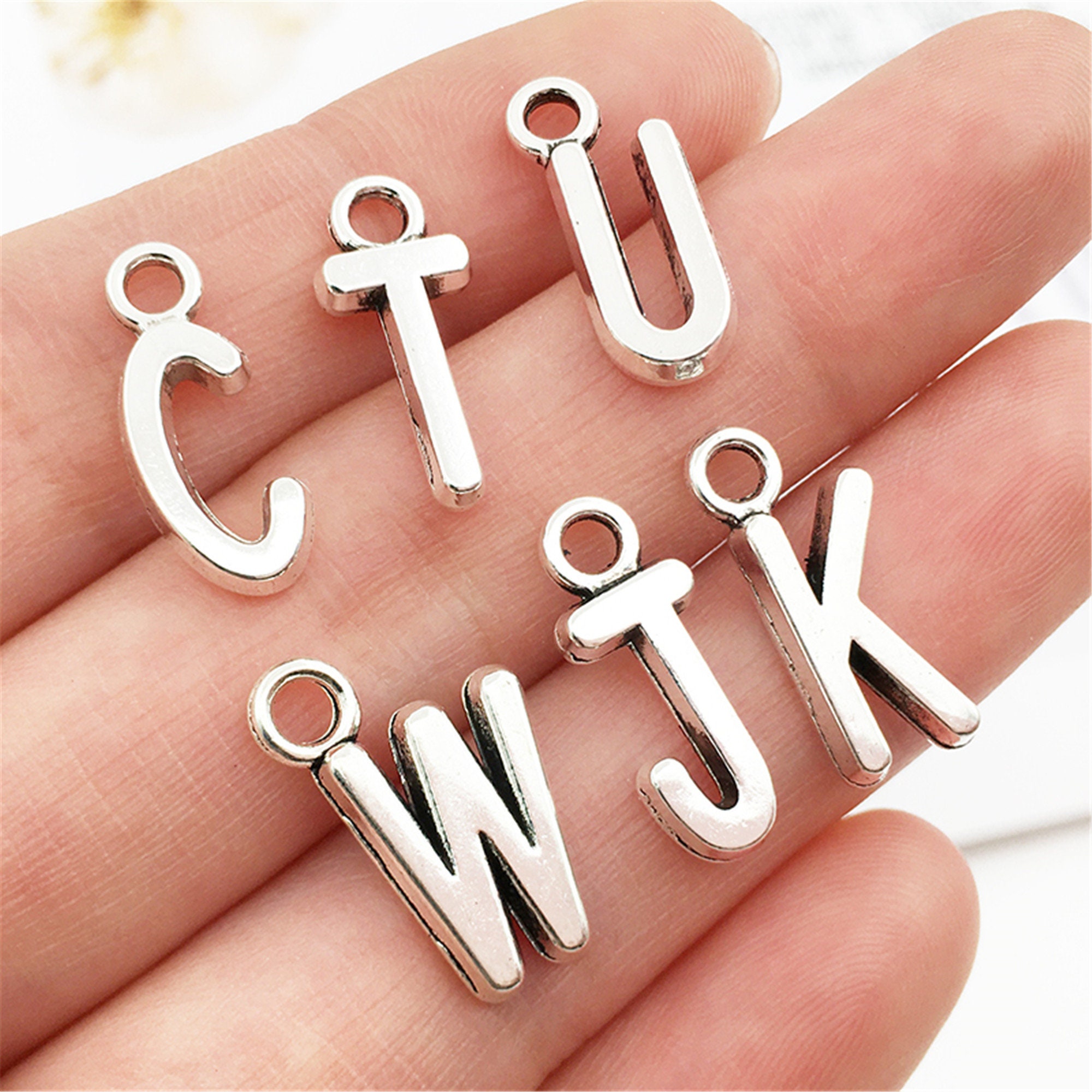 Initial Alphabet Letter Charm Pendant Etsy