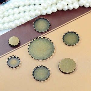 Messing Lace Rand runde Lünette Cabochon Befestigungen