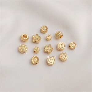 14K Gold Plated Hole Beads: Lollipop, Daisy, Lantern Spacers