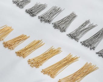 Alfileres de cabeza esférica chapados en oro de 14 quilates: Fabricación de joyas de acero inoxidable (20-50 mm, 50-100 piezas)