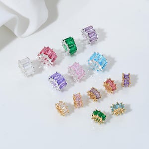14K Gold / Silver Plated CZ Micro Pave Cylinder Spacer Beads