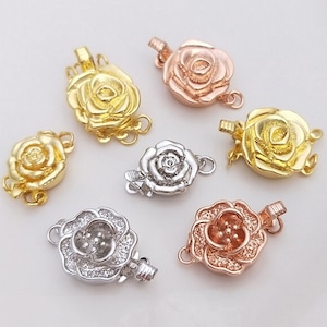 3D Rose Insert Verschluss: Gold, platinierter Perlen Box Verbinder