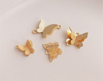 Butterfly Charms Sanding Gold Double Layer Butterfly Charms Connectors