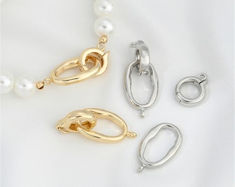 Oval Figure 8 Clasp Gold Plated End Clasps Platinum Plated Universal Clasps